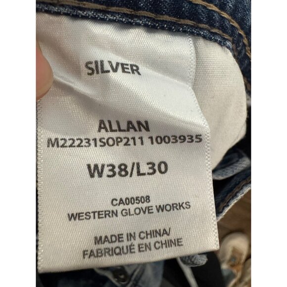 Silver Jeans Co Allan Relaxed Fit Straight Leg Jeans 38x30 Blue Denim Cotton Ela - Picture 3 of 7